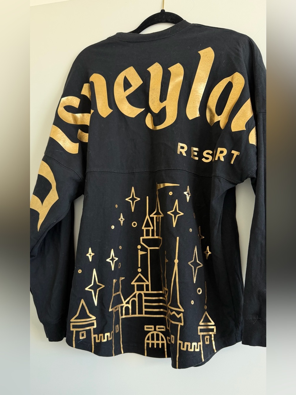 Disney Black and Gold Castle Graphic Long Sleeve Shirt